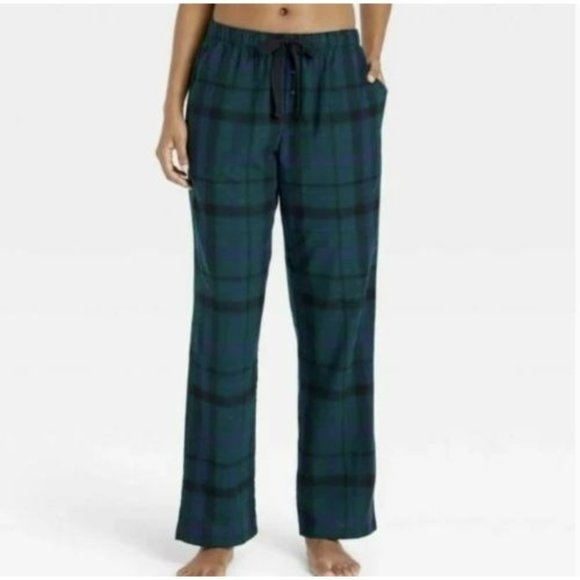 Womens Perfectly Cozy Flannel Plaid Pajama Pants Stars Above Green S - Picture 1 of 6